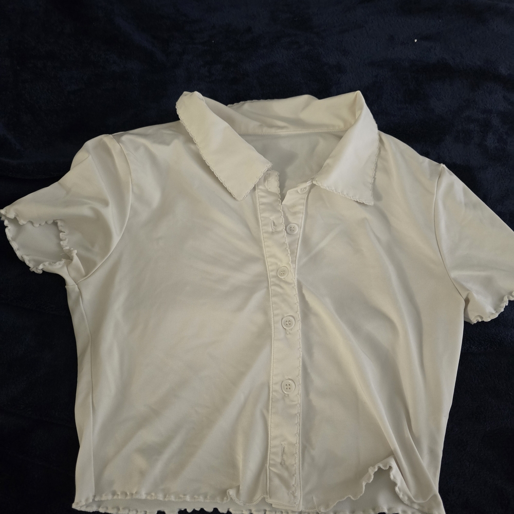 Women's Cream Button-Up Top